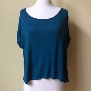 Buffalo David Bitton Teal Boat Neck Crop Tee
